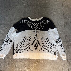 Vans Black and Cream Knit Top